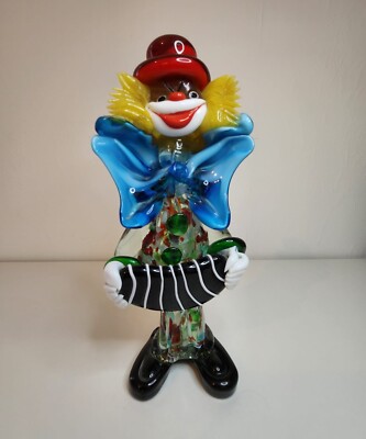 Murano Glas Clown weiß Akkordeon 25 cm (5)