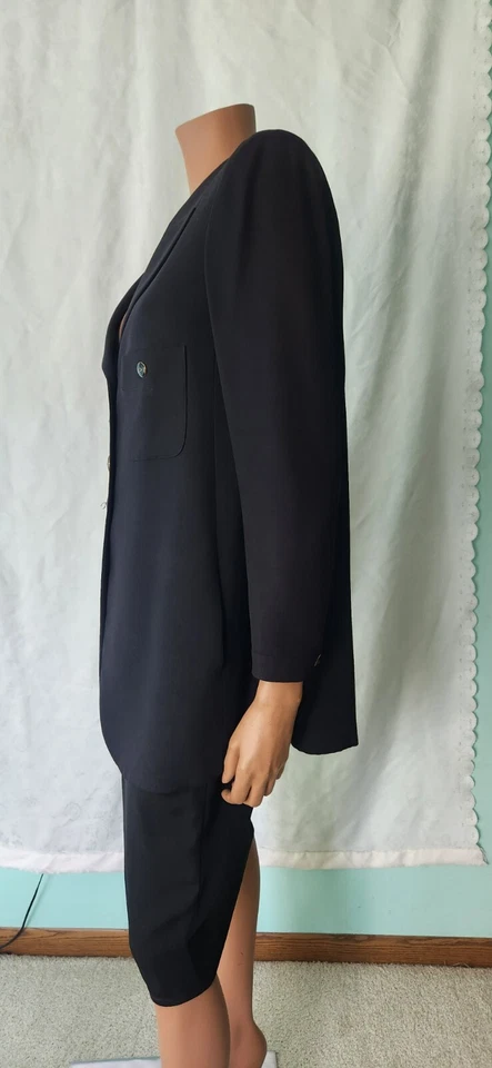 SONIA RYKIEL Black Women's Long Blazer Skirt Suite Sz 40 Made in FRANCE - Image 2 of 4