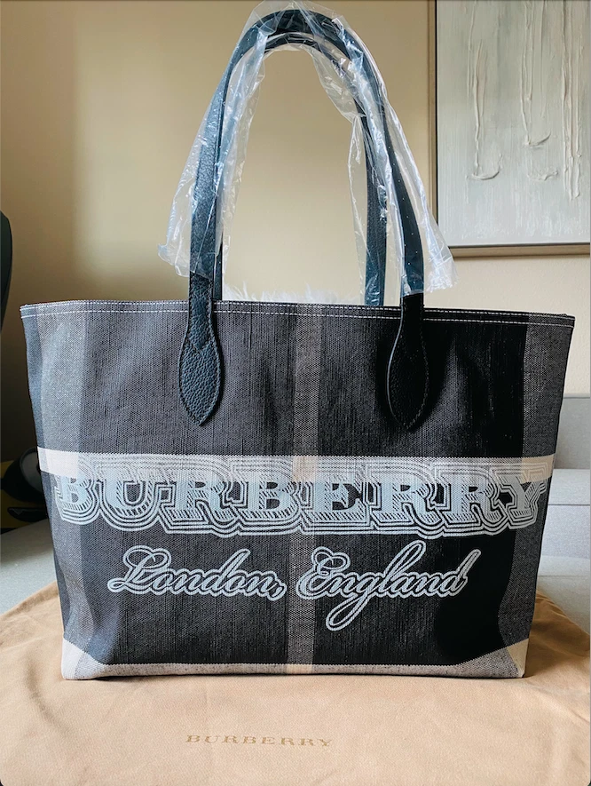 Burberry, Bags, Sold Burberry Haymarket Reversible Tote