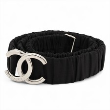 AUTH CHANEL COCO MARK B25P BELT 80 COTTON/POLYESTER WOMEN'S BELT F/S