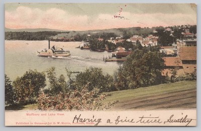 Wolfboro New Hampshire NH Wolfboro und Seeblick Raddampfer 1908 GW Morris
