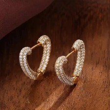 2Ct Lab Created Diamond Women's Huggie  Hoop Earrings 14K Rose Gold Plated