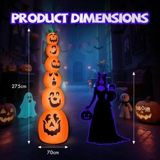 LEADZM 9FT Halloween Inflatable Stacked Pumpkins, Blow up 6 Pumpkins Inflatable