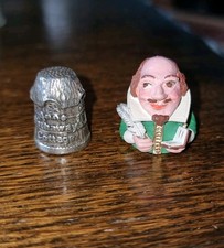 2 x Stephen Frost Warwick Pewter Thimbles, Shakespeare & Anne Hathaways Cottage