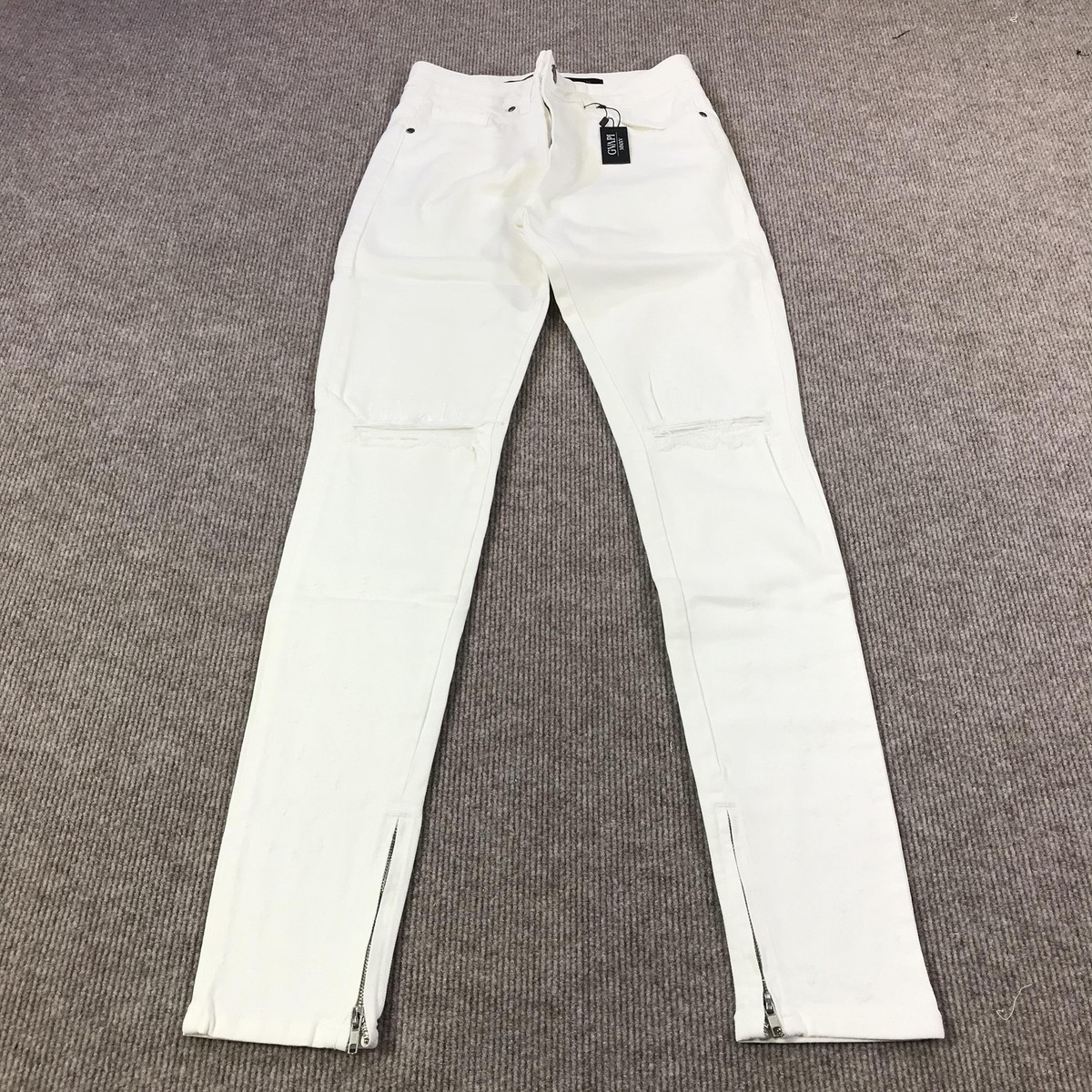 Guapi Jeans Mens 28 White Limited Edition Distressed Skinny Zipper