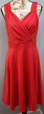 GRACE KARIN Fit & Flare Dress Womens Medium Red Sleeveless Wrap V-Neck Swing Hem