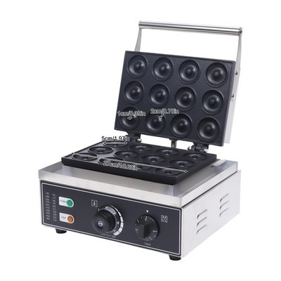 1550W 12pcs Baker Commercial Nonstick Electric Mini Doughnut Donut Machine Maker