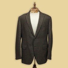 Sartoria Partenopea Brown Glen Plaid 100 Wool Tweed Sport Coat EU 54 R Italy