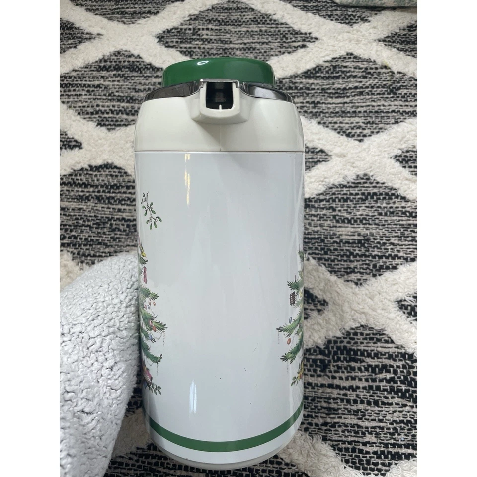 Vintage Spode Christmas Tree Thermal Carafe Thermos Pot Coffee Tea Hot Water - Image 2 of 4