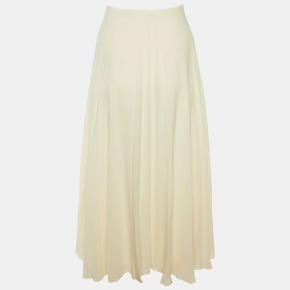 Falda midi plisada de seda crema Valentino M Foto 2 de 4