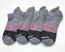 Bombas 4 pairs Women's Tri-Block Ankle Socks Athletic Cotton Size M 8-10.5 Grey