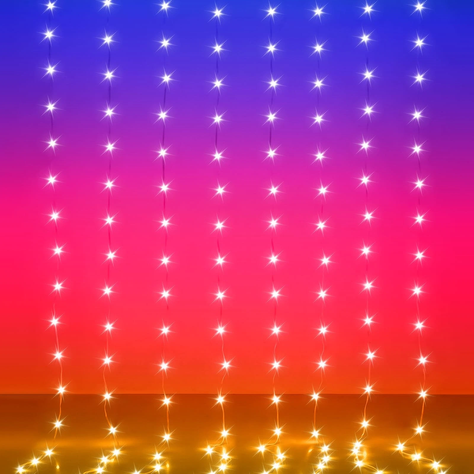 LED Curtain Lights, 8ft x 6ft 144 LED RGB Color Changing String Fairy Lights ...