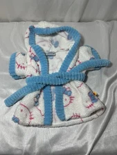 Build a Bear Hello Kitty Bathrobe Fuzzy White, Blue & Pink w/Belt Sanrio BAB