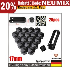 20 RADSCHRAUBENKAPPEN ABDECKUNGEN RADMUTTERN SET 17MM SCHWARZ GLANZ + ABZIEHER✔✔