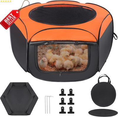 Chicken Brooder Tent Pop-Up Box Double Door Baby Chick Pen Kit 15 Chicks - US