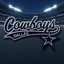 NFL Dallas Cowboys Star Logo Iron On Embroidered Patch Badge 4x2 Inch