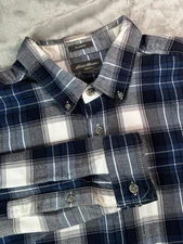 Eddie Bauer Shirt Mens XLT Blue Plaid Flannel Long Sleeve Button Down
