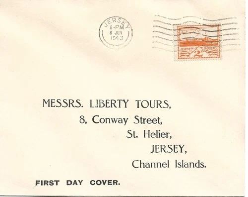 Jersey, 1943, FDC Liberty Tours cover "Sunny Jersey"