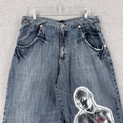 VTG Makaveli Jeans Mens 38 Tupac Baggy Wide Leg Y2K Hip Hop 90s