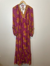 Anthropologie Farm Rio Cheetah Maxi Dress NWT Size Small Long Sleeve Boho V Neck