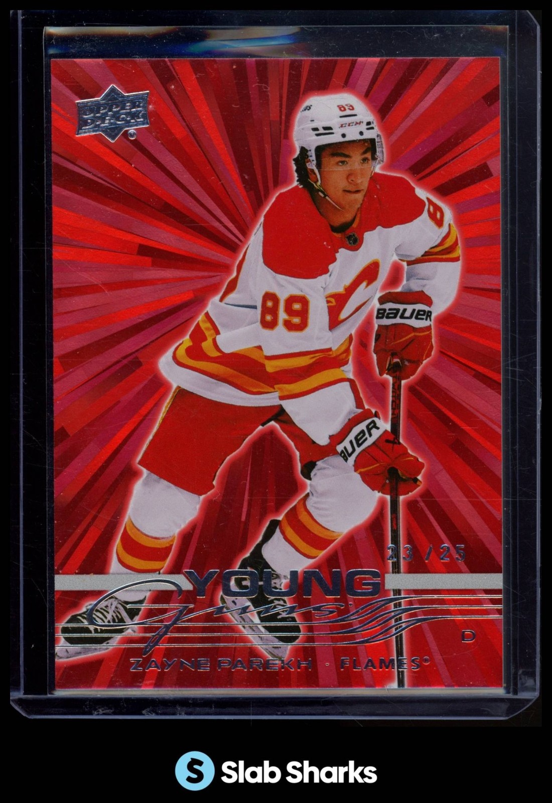 2025 UPPER DECK #236 ZAYNE PAREKH YOUNG GUNS ROOKIE OUTBURST RED RC /25