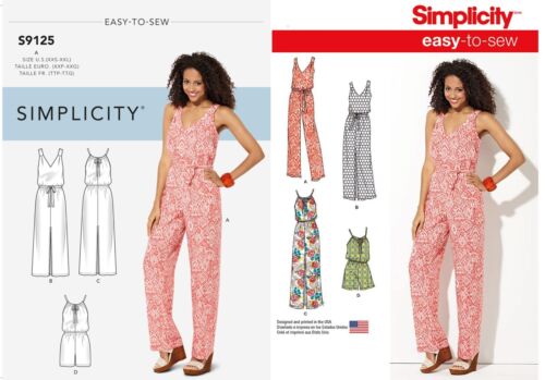 SIMPLICITY SEWING PATTERN 9125 MISSES 4-26 EASY MAXI DRESS & LONG/SHORT JUMPSUIT - Picture 1 of 10