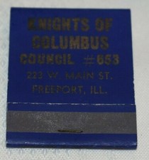Knights of Columbus Council #653 Freeport Illinois 20 Strike Matchbook