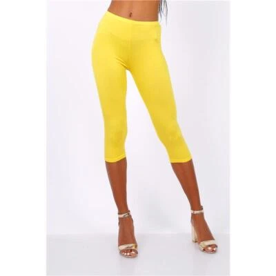 Basic Damen Capri Leggings Gelb 34/36/38 #H2091 - Bild 1 von 3