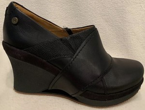 NWB-MOZO-Divine-Sz-39-8M-Black-Leather-Wedge-Slip-Resistant-Comfort-Work-Heels