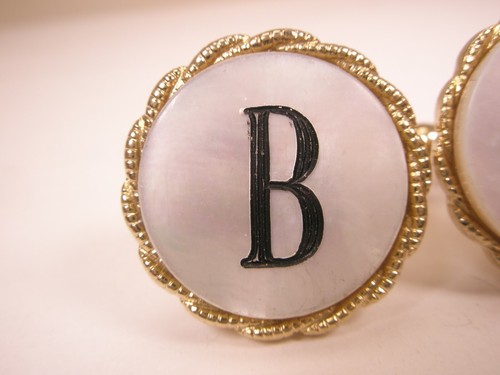 B Monogram Initial Letter Vintage Cuff Links Tie Bar Clip set bob ben bart bert - Picture 4 of 10