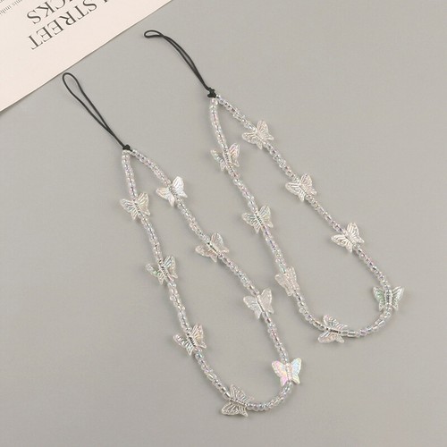 Phone Strap Bracelet Transparent Crystal Butterflies Beads Hanging Cord - 第 6/10 張圖片