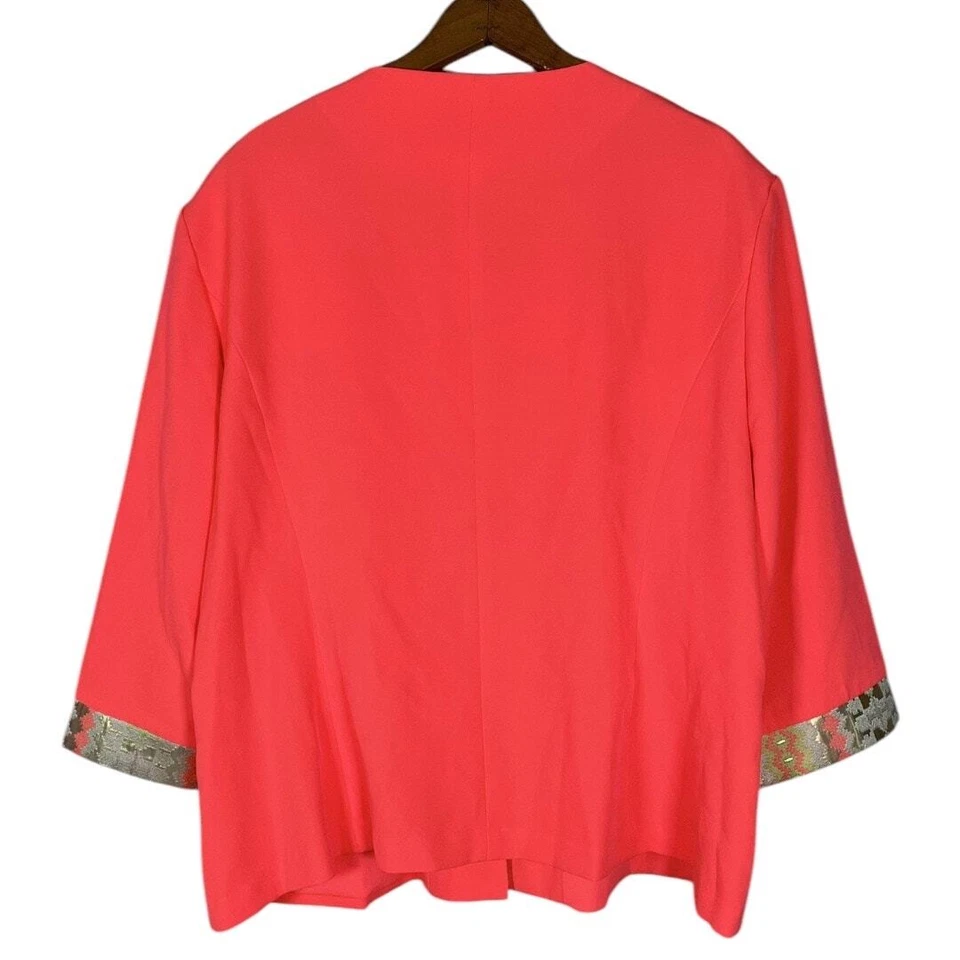 Chaqueta Blazer Tally Taylor Naranja Estampado Ikat Borde Cena Talla: 24W Foto 3 de 4