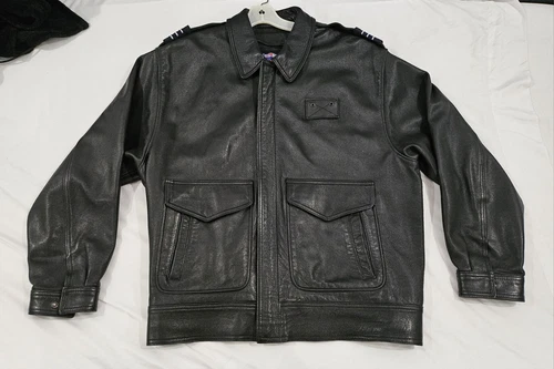 Gibson & Barnes Leather Flight Jacket Pilot Black Sz 46