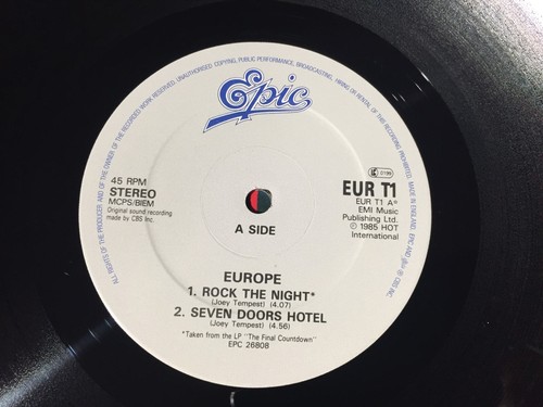 2 MINT 1980s Vinyl - Europe ~ Carrie Maxi EPC 650354 6 & Rock The Night EUR T1 - Picture 8 of 22