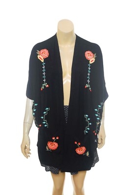 Caite Embroidered Tunic Top S 6 Women's Casual Floral Boho Cover