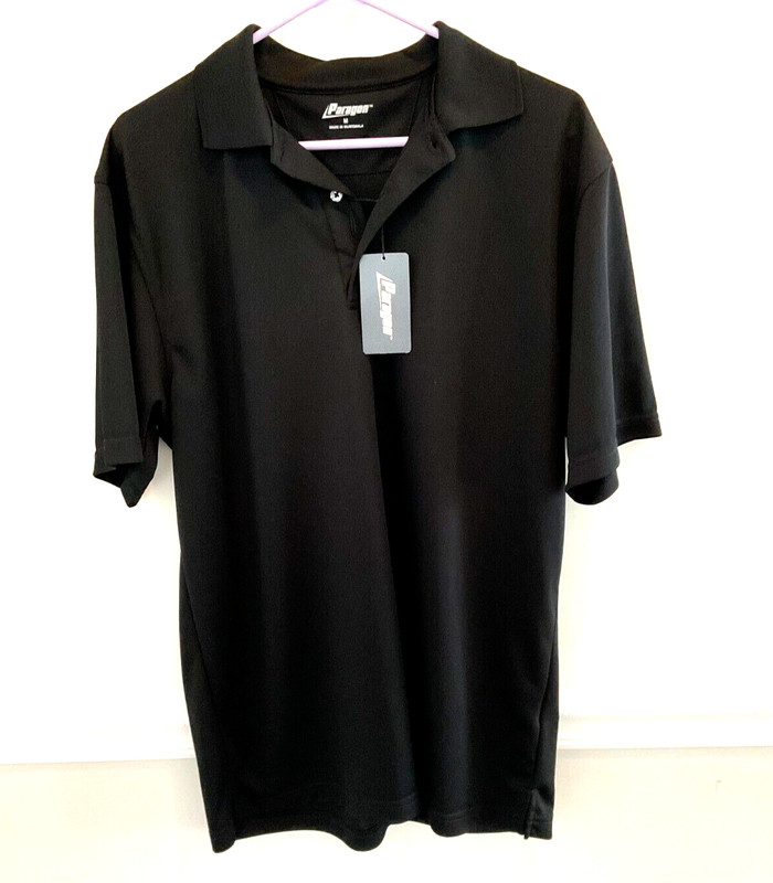 Paragon Plus Polo Shirt Mens Size M Black- Moisture Wicking - upf 30+ Golf NWT