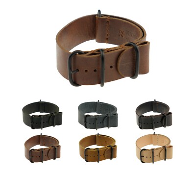 RIOS1931 Nato-Uhrenarmband Vintageleder ''Riga'', 18-22 mm, 6 Farben, neu!