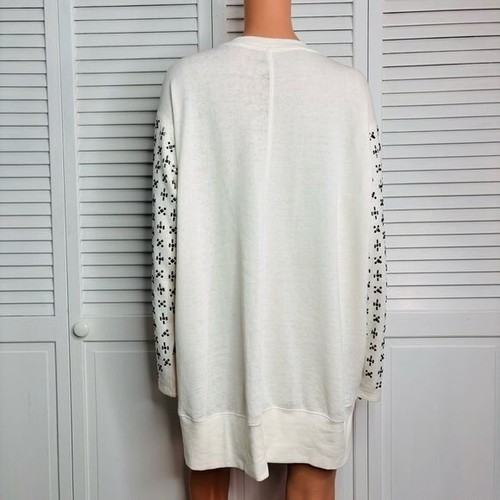 *NEW* MELISSA MCCARTHY SEVEN7 Cream Embellished Sleeve Sweater Size 1X - Picture 9 of 9