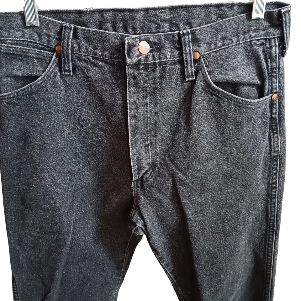 31x36 Men's Vintage Wrangler Jeans USA Faded Black Rocker Made IN USA 13MWZPB - Image 2 of 4