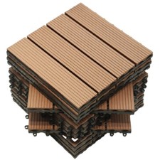 12 x Composite Decking Tile Plastic Wpc Garden Floor Interlocking Patio 30x30CM