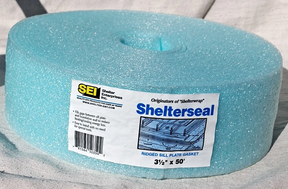 SEI Shelterseal 3 1/2 in x 50 ft Ridged Sill Plate Gasket Blue, Shelter Seal