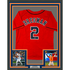 Framed Facsimile Autographed Alex Bregman 33x42 Orange Reprint Laser Auto Jersey