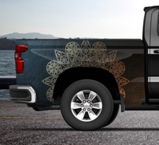 Boho Mandala Zen Orange Truck Wrap Vinyl Bed Side Graphic Decal Tailgate DSPS