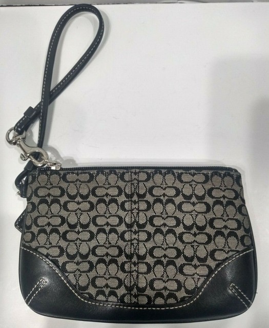 COACH Wristlet Wrist Wallet Signature Black / Gray eBay