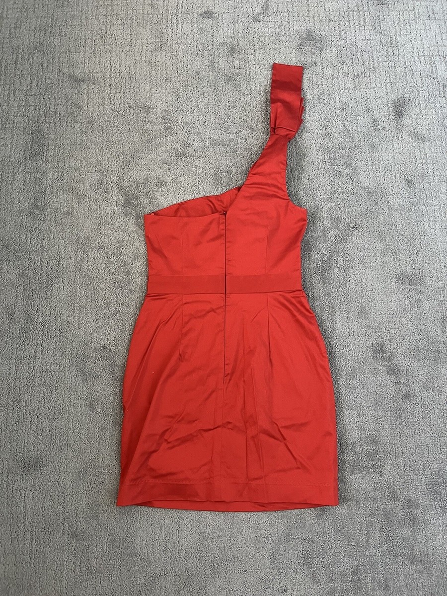 french connection red bow dress French Connection Wizard Bow Red One Shoulder Mini Dress 4