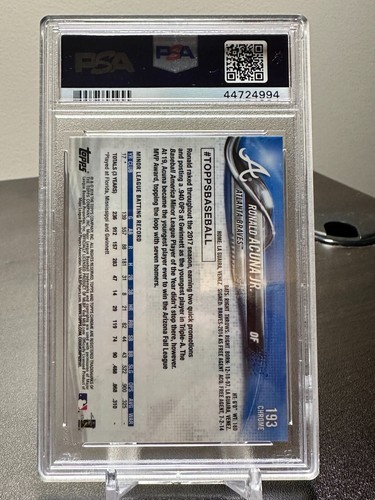 Topps Chrome 2018 - Ronald Acuña Jr. novato de radiocontrol - #193 PSA 10 gemas como nuevo Jugador Más Vp! - Imagen 2 de 2