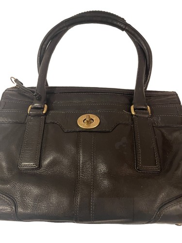 Coach Handtasche Hampton schwarz Lederhandtasche Tasche Messing Drehverschluss Reißverschluss Vintage - Bild 2 von 12