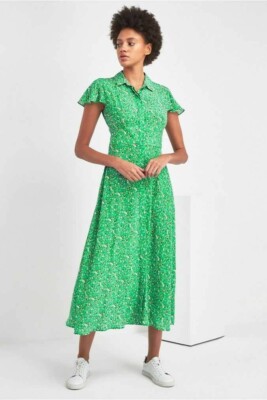 knee length dresses for ladies Embroidered Shell Midi Shirt Dress – English Factory main image 0