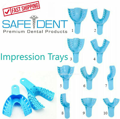 #ad Dental Impression Trays Perforated Plastic Disposable Ped S M L Upper Lower 12Pk $6.99