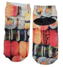 Sublime Designs Youth Fun Printed No Show Socks-Sushi Food Size 12-5